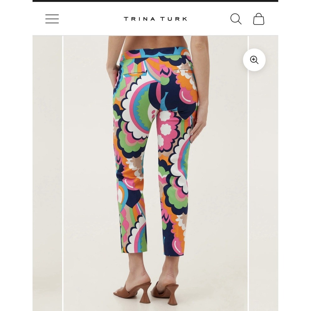 New Trina Turk Moss 2 Slim Cropped Pants. Floral Cloud. Size 4. - Picture 3 of 7